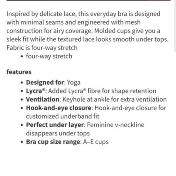 Lululemon awake to lace bra size black/barely biege 34A - Picture 7 of 7